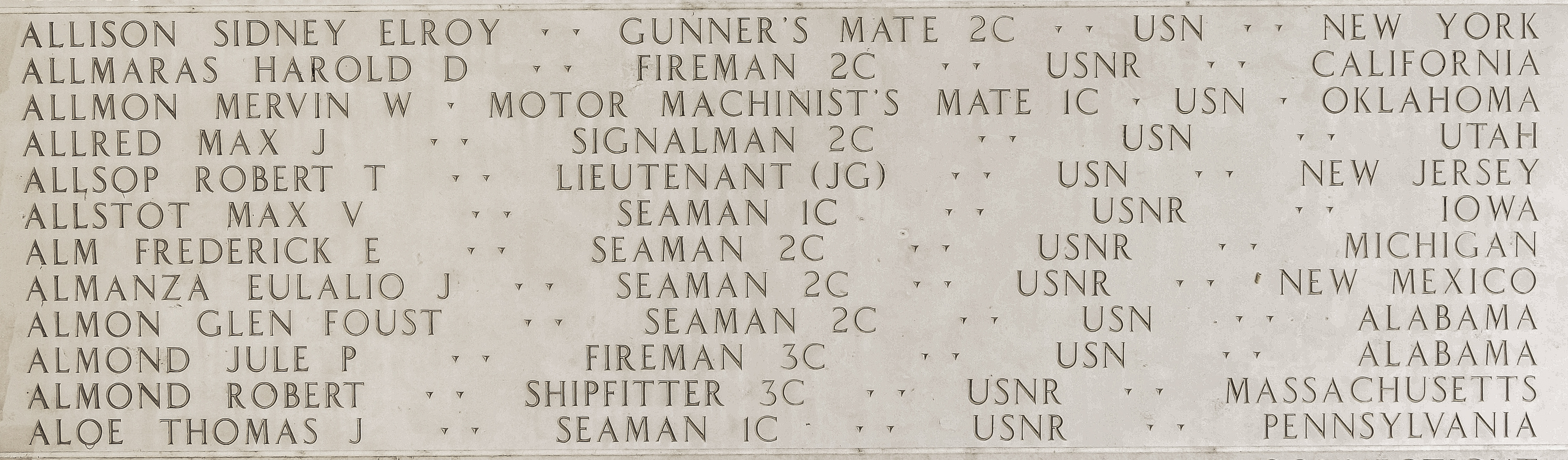 Harold D. Allmaras, Fireman Second Class